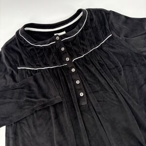 Aria Collection Womens Black Velour Long Sleeve Pullover Nightgown Size M 8 10